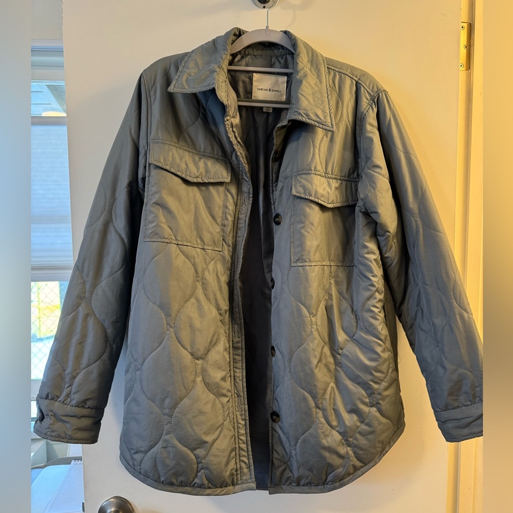Thread & Supply Grey Quilted Shacket